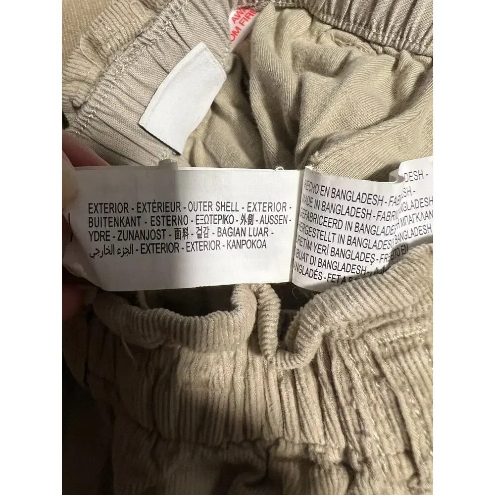 Zara Kids Corduroy Barrel Pants Beige Tan Elastic Waist Scandinavian Size 5